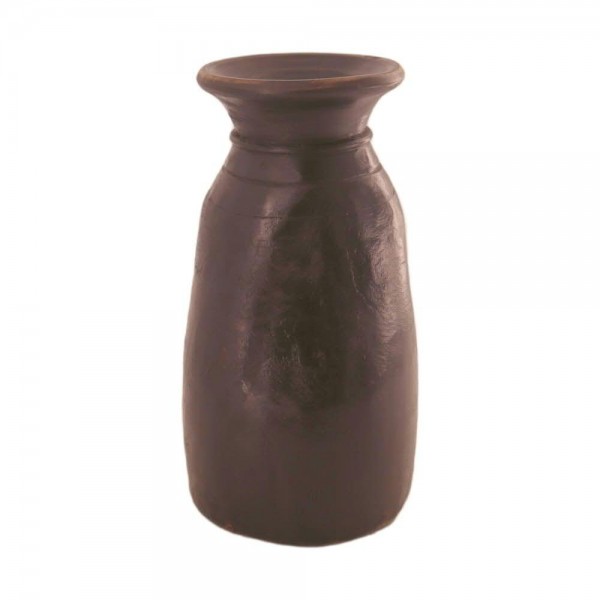 Vase Holz D14H28cm Vintage, schwarz