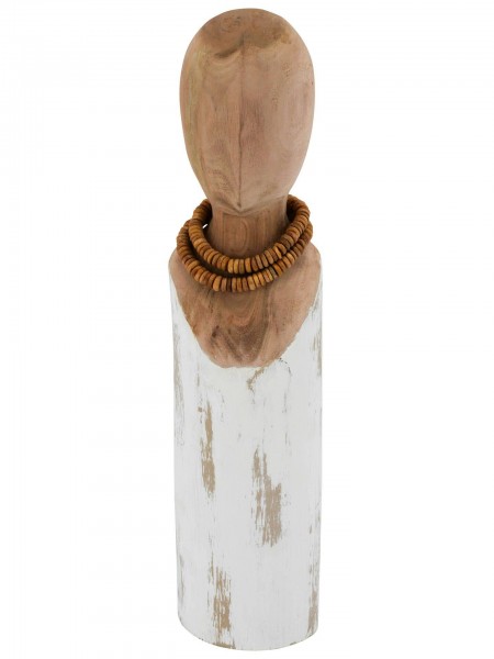 Torso Holz 45cm mit Kette, weiß wash