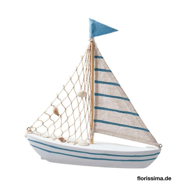 Segelschiff Holz 29,5x5,5x29cm, weiß