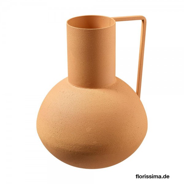 Vase Metall D15,5H19,5cm mit Griff, terracotta