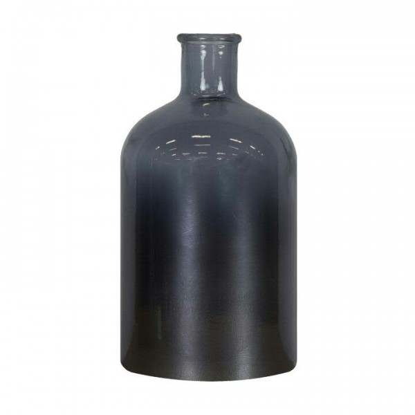 Glas Flasche D11,5H22cm metallic Recycling, silber