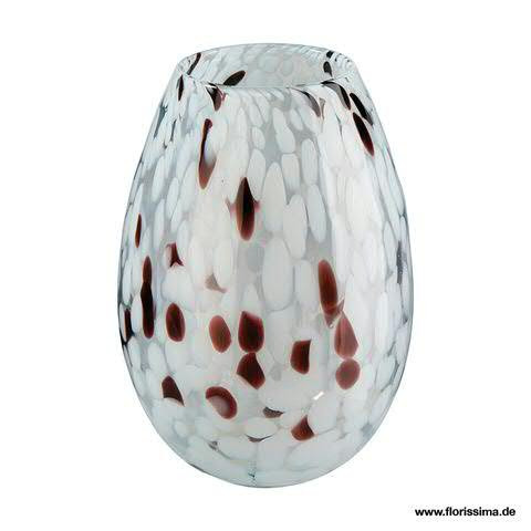 Glas Vase D17H24cm gefleckt, weiß/schw