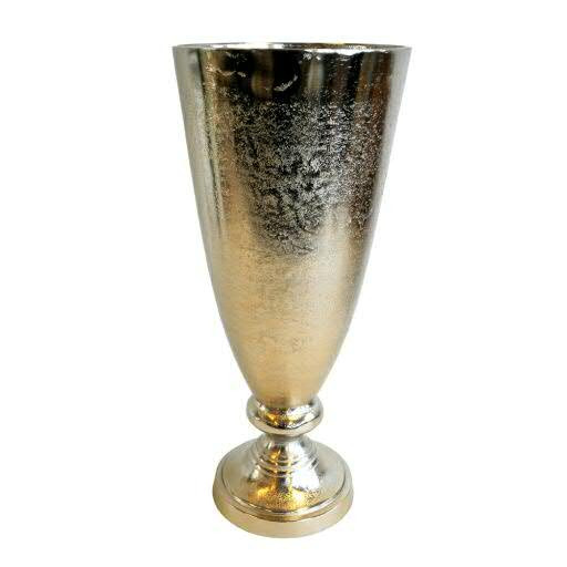 Vase Metall H45cm auf Fuß, gold