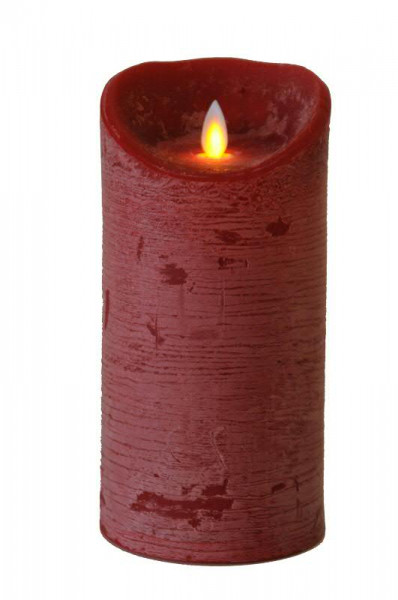 LED Echtwachskerze SP D10H20cm m.Flamm mit Timer und Fernbedienung, rot
