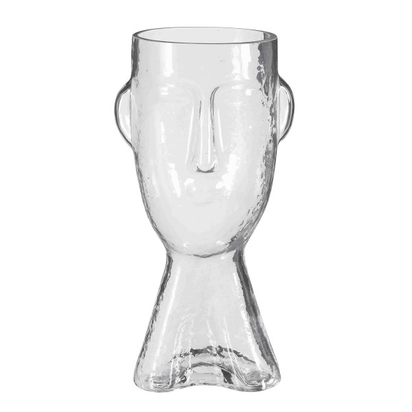 Glas Vase SP D16H32cm Gesicht, klar