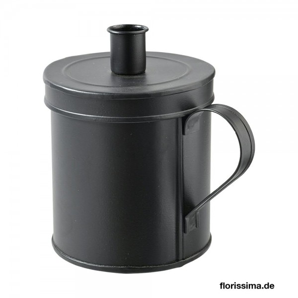 Kerzenhalter Metall D14H14cm mit Henkel Aktionspreis, schwarz