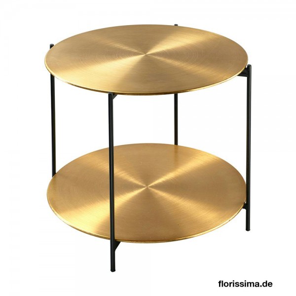 Tisch Metall SP D63,5H50cm 2 Ebenen, gold/schw.