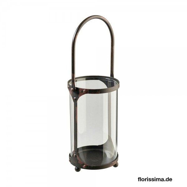 Laterne Metall D14,5H22cm mit Glas