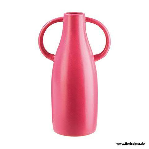 Vase Keramik SP D18H31cm mit Henkeln, pink