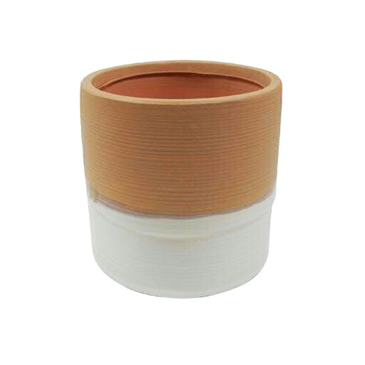 Kübel Keramik SP D14H13,5cm, terra/weiß