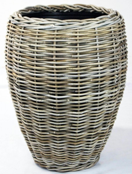 Vase Rattan D48H62cm mit Einsatz, grau
