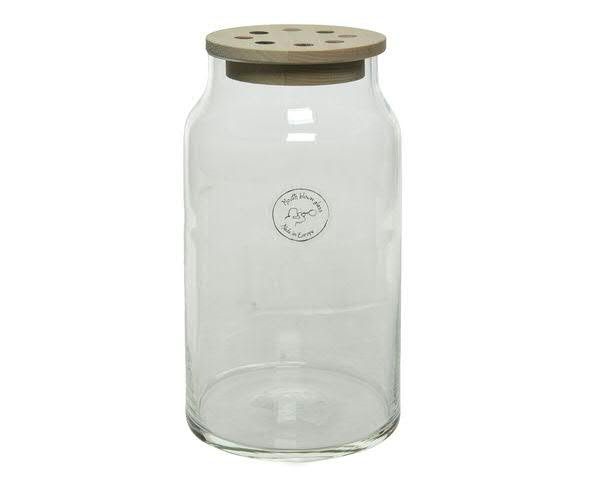 Glas Vase D11H20cm mit Holzdeckel
