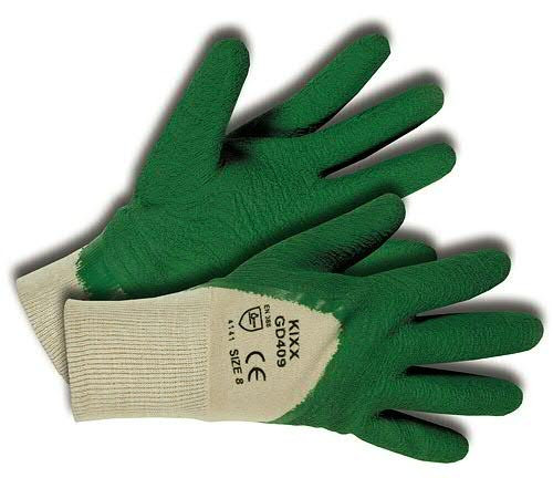 Handschuhe Gr.07 Baumwolle/Latex, weiß/grün