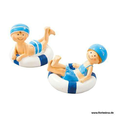 Kinder Poly 8x11cm mit Schwimmring, blau/weiß