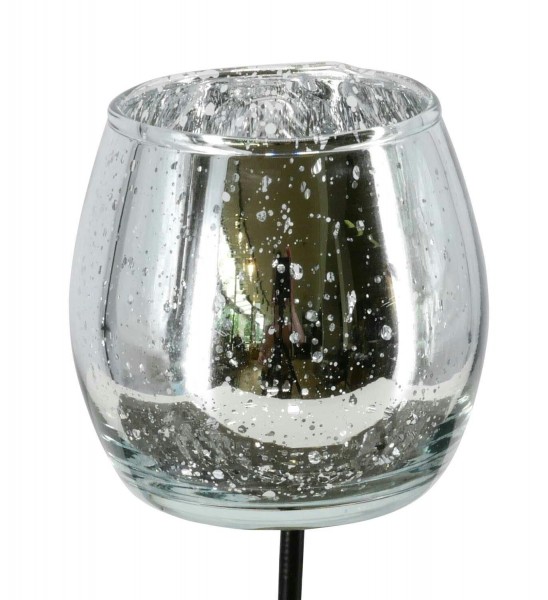 Glas Teelicht D6L13cm am Pick, silber