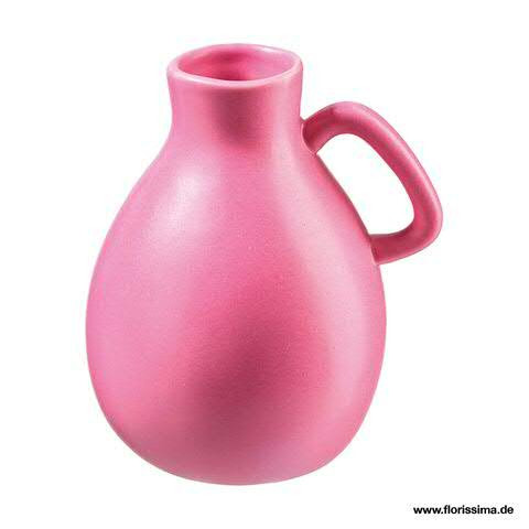 Vase Keramik SP D9H12cm mit Henkel, pink
