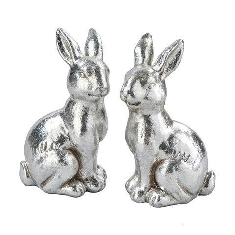 Hase Poly 6x7x13cm 2St.sortiert, silber