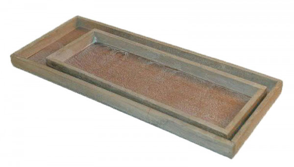 Tablett Holz S/2 45x18/36x13cm, grau