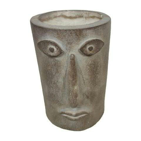 Vase Keramik SP 22x21x31cm mit Gesicht, grau wash